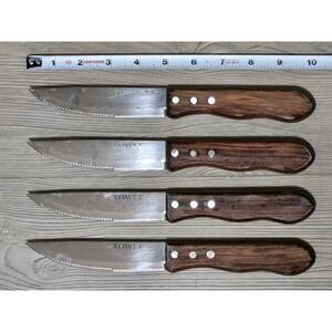Towle Silversmiths Since 1690 Set of Four Steak Knives Wood Handle